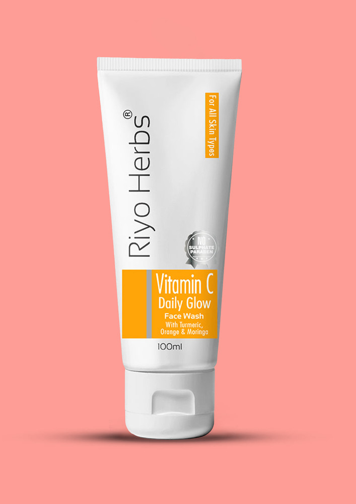 Riyo Herbs Vitamin C Daily Glow Facewash With Turmeric, Orange & Moringa For All Skin Types - 100 Ml