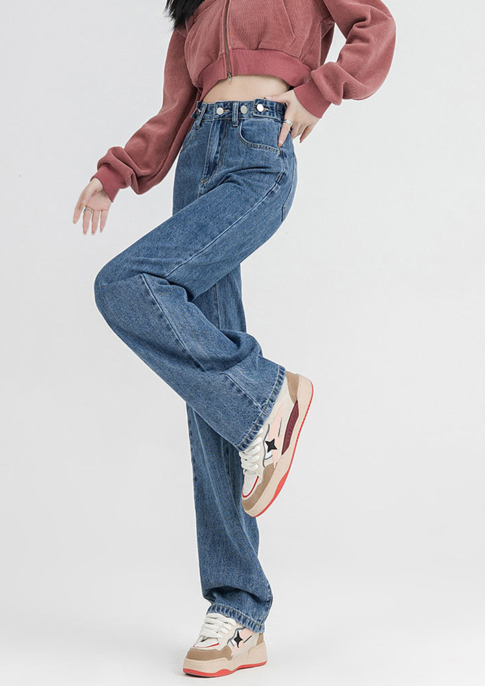 Blue High-rise Straight Jeans
