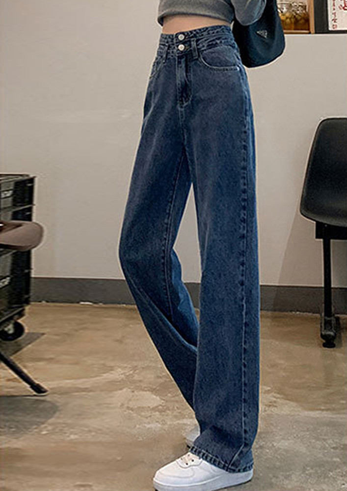 Ultra High-rise Blue Straight Jeans