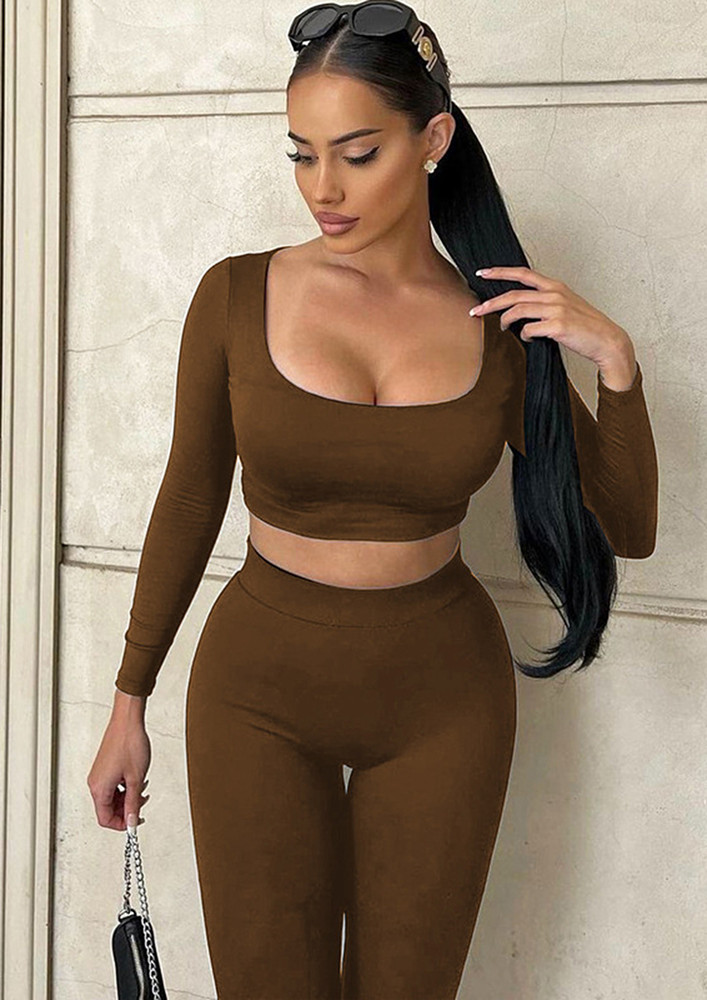 SEAMLESS SOFT-BRUSHED BROWN CO-ORD SET