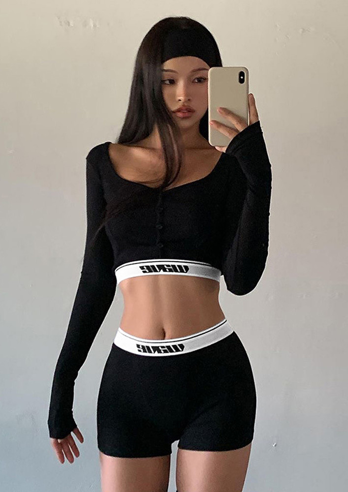 BLACK FITTED SPORTSY CO-ORD SET