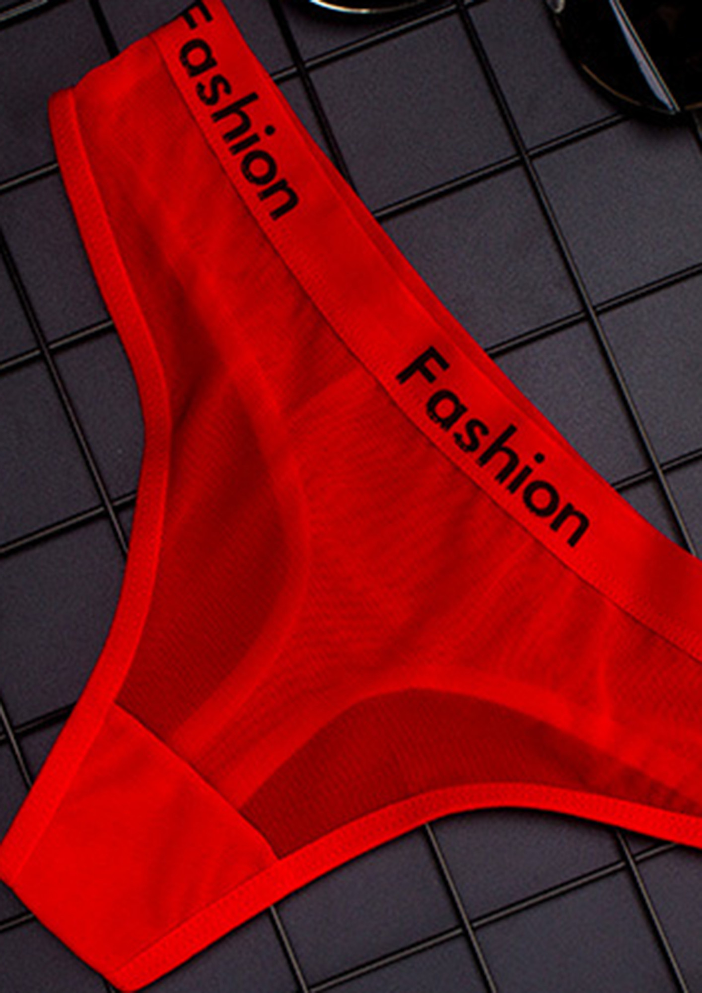 Buy LOW-WAIST TRANSPARENT RED MESH THONG for Women Online in India
