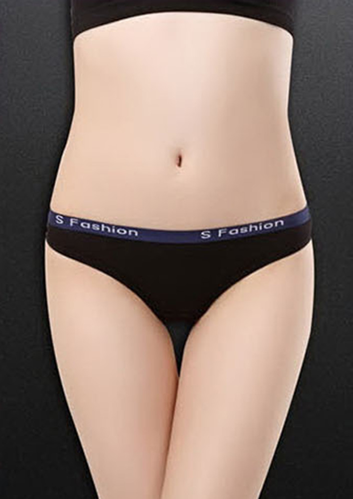 CONTRAST LETTER-PRINTED BLACK THONG