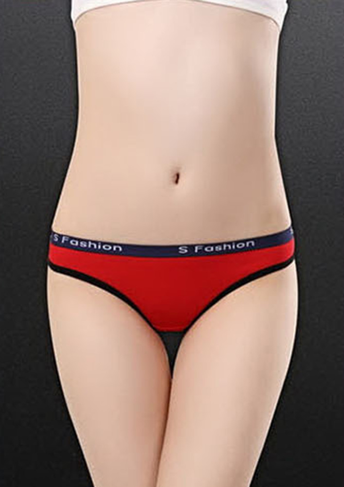 CONTRAST LETTER-PRINTED RED THONG