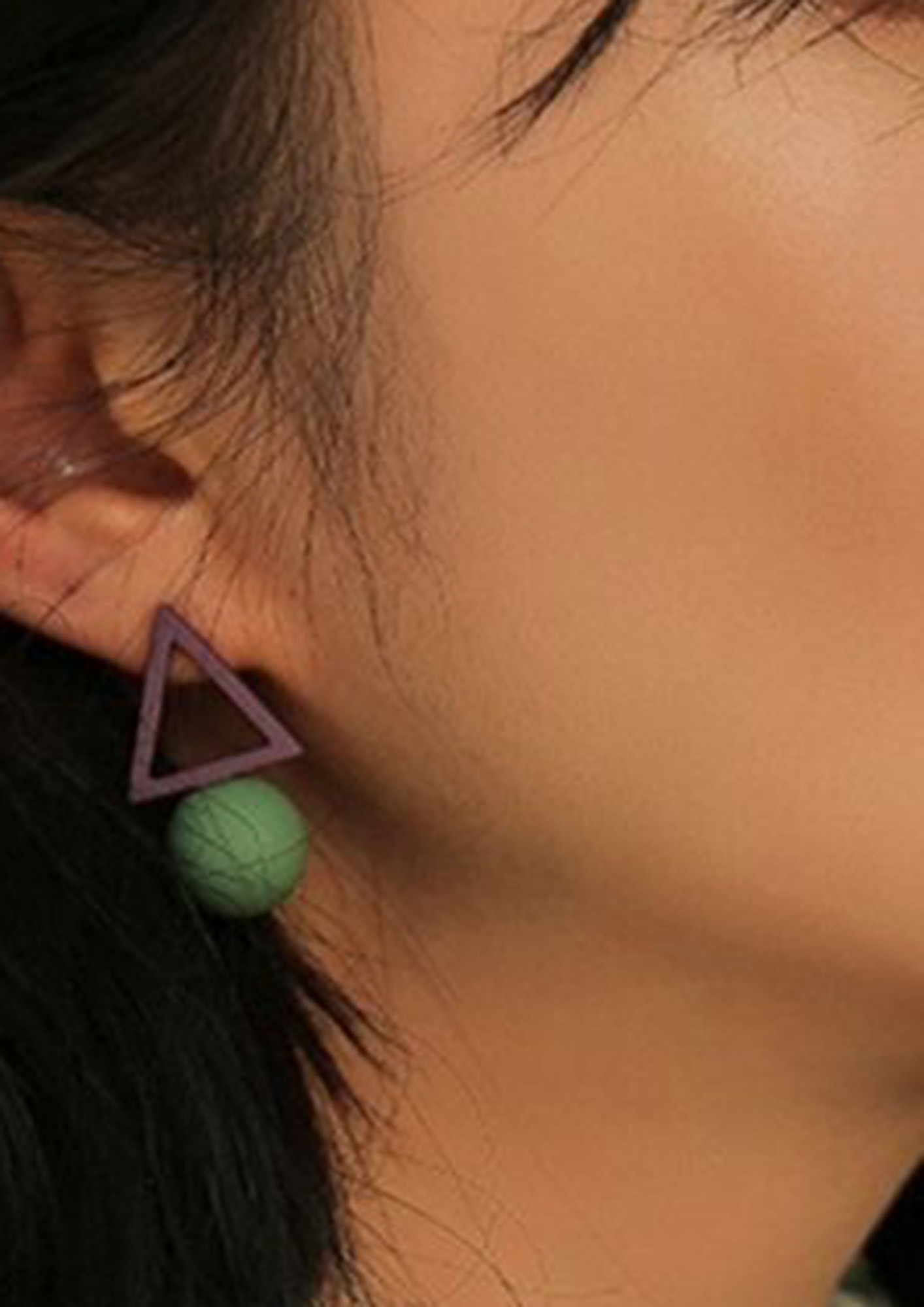 Green & Purple Candy Triangle Earrings
