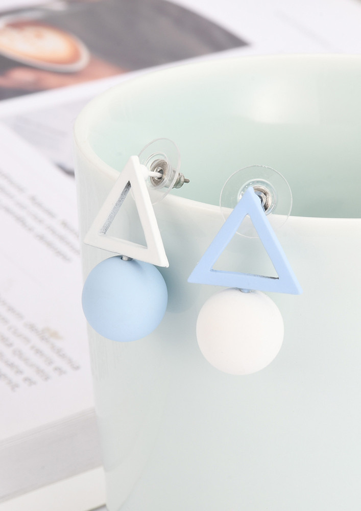 Light Blue & White Candy Triangle Earrings