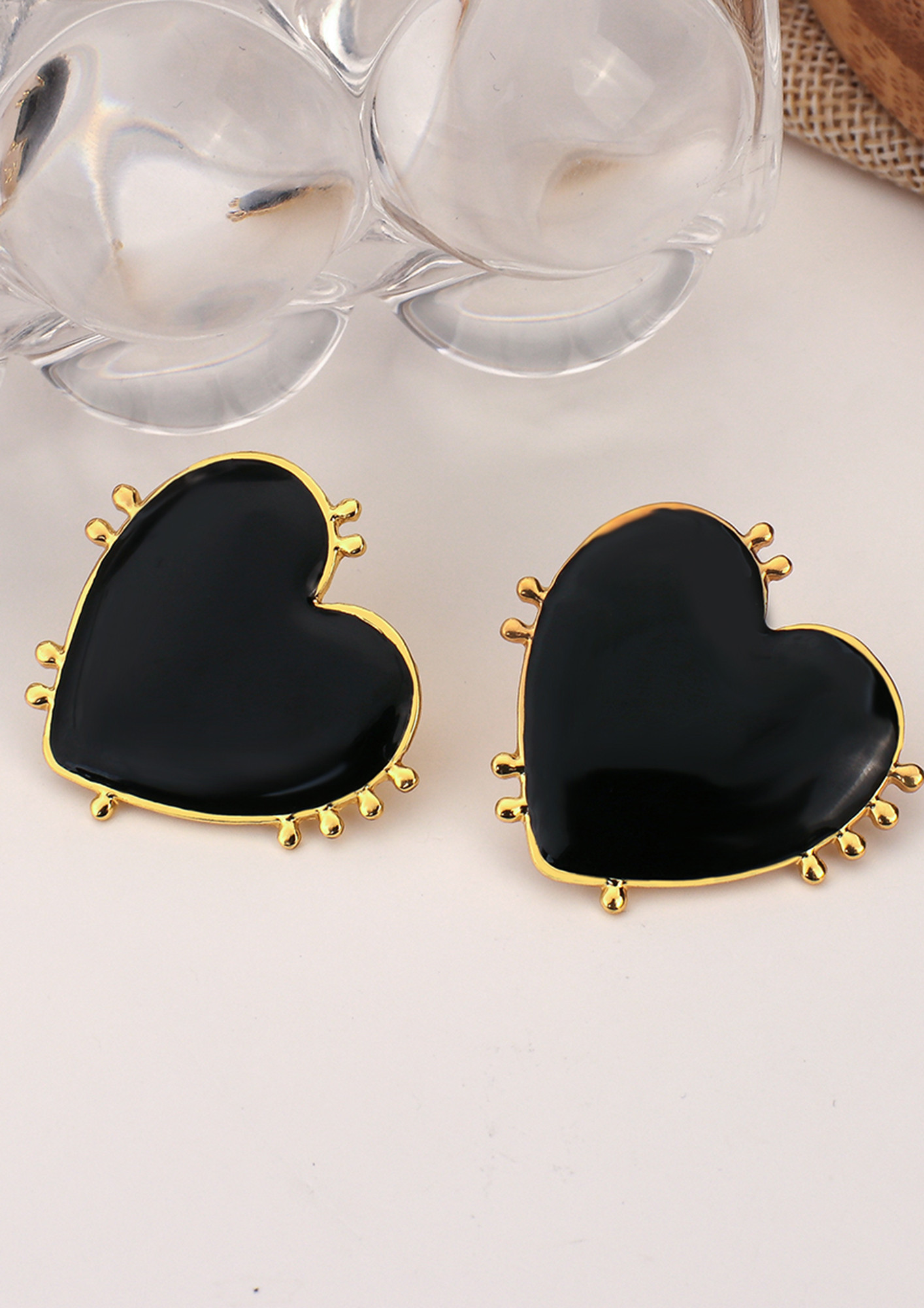 Heart Earrings, 18K Gold Plated Zircon Chunky Heart Big Studs –  KesleyBoutique