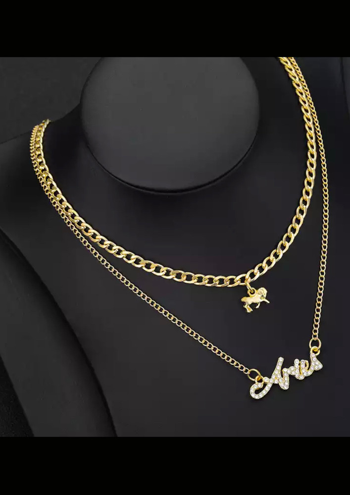 Constellation Letter Layered Necklace - Aries