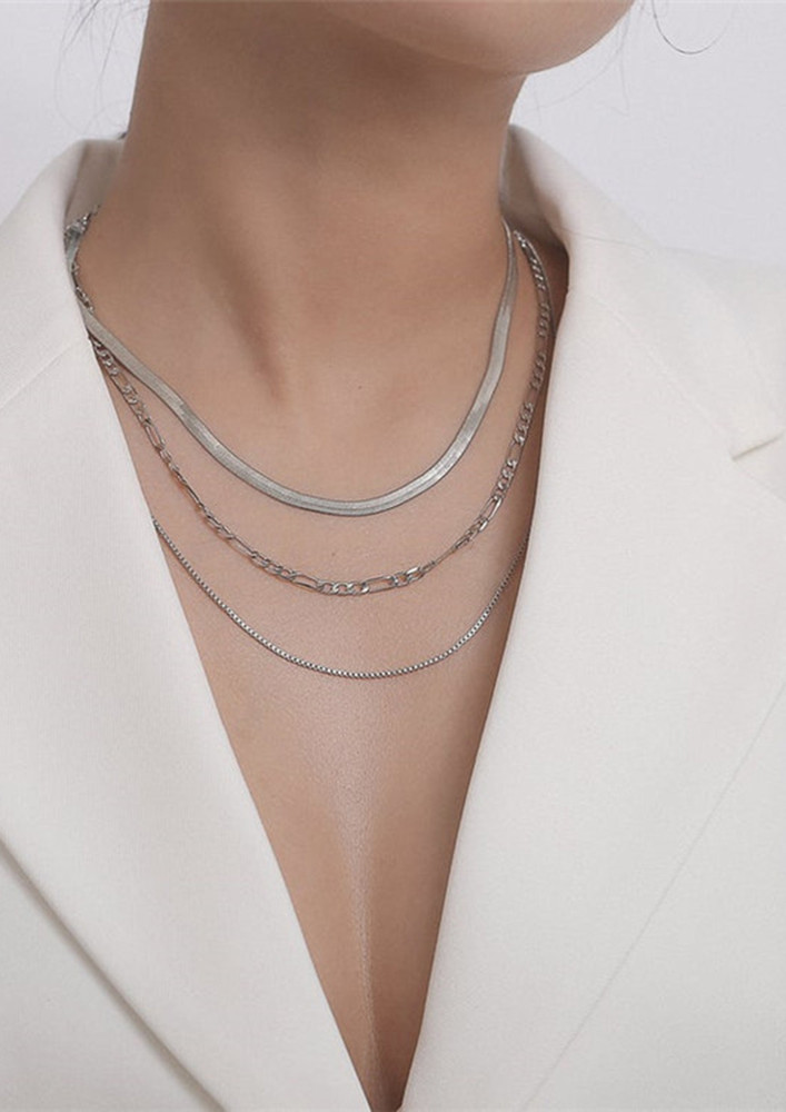 Silver Sleek Layered Necklace