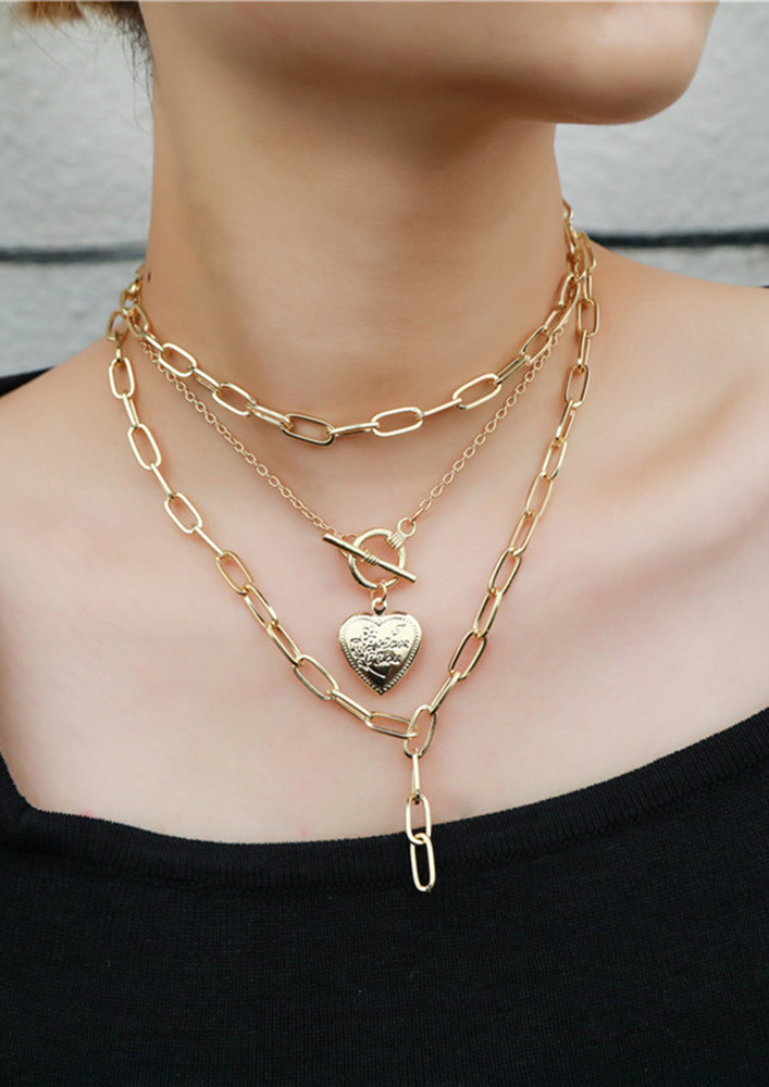 Exaggerated Peach Heart Love Pendant Clavicle Chain Layered Necklace