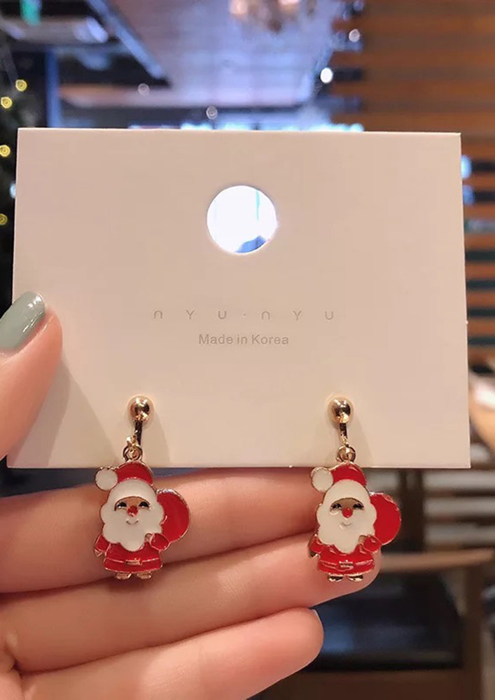 Santa Claus With Gift Bag Drop Earrings