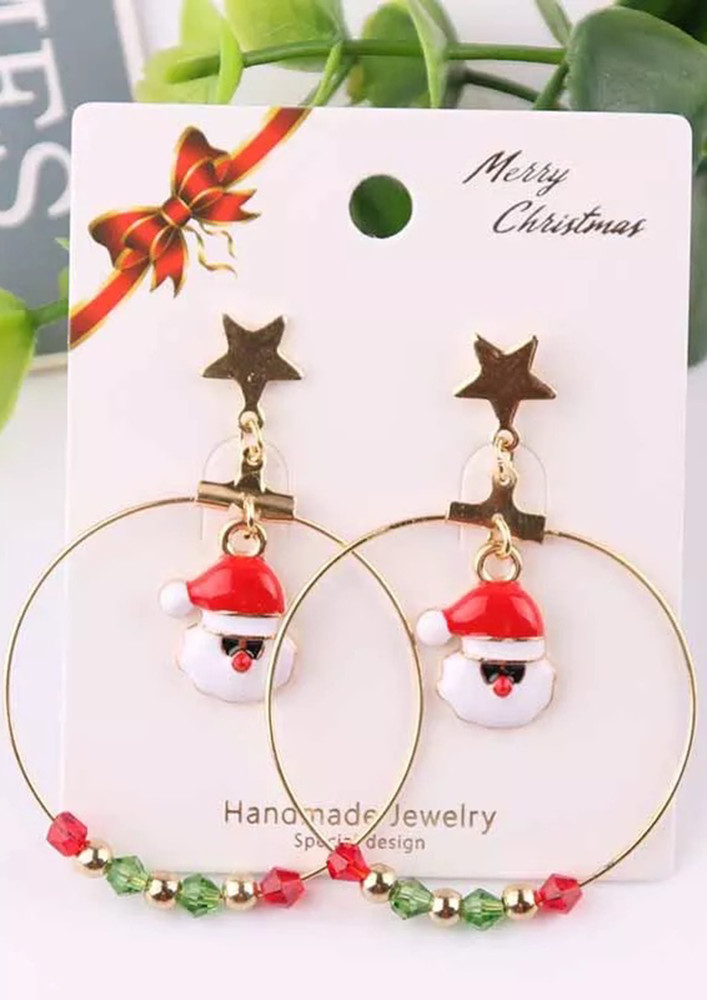 Santa Claus In Circle Star Drop Earrings