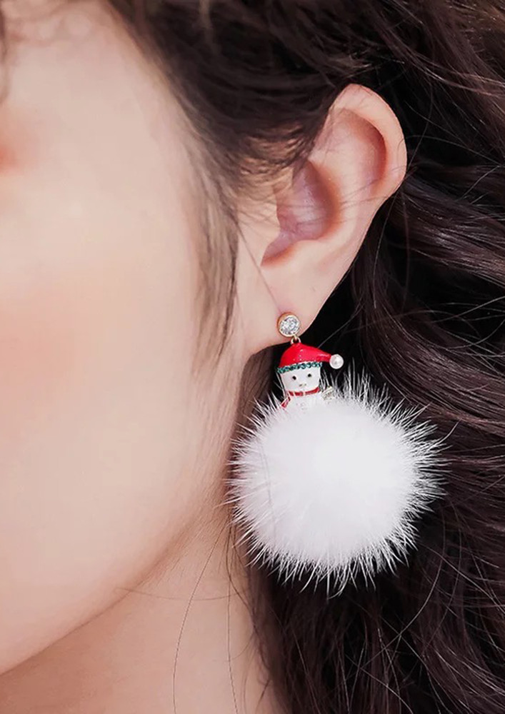 Pom Pom Snowman & Christmas Tree Drop Earrings