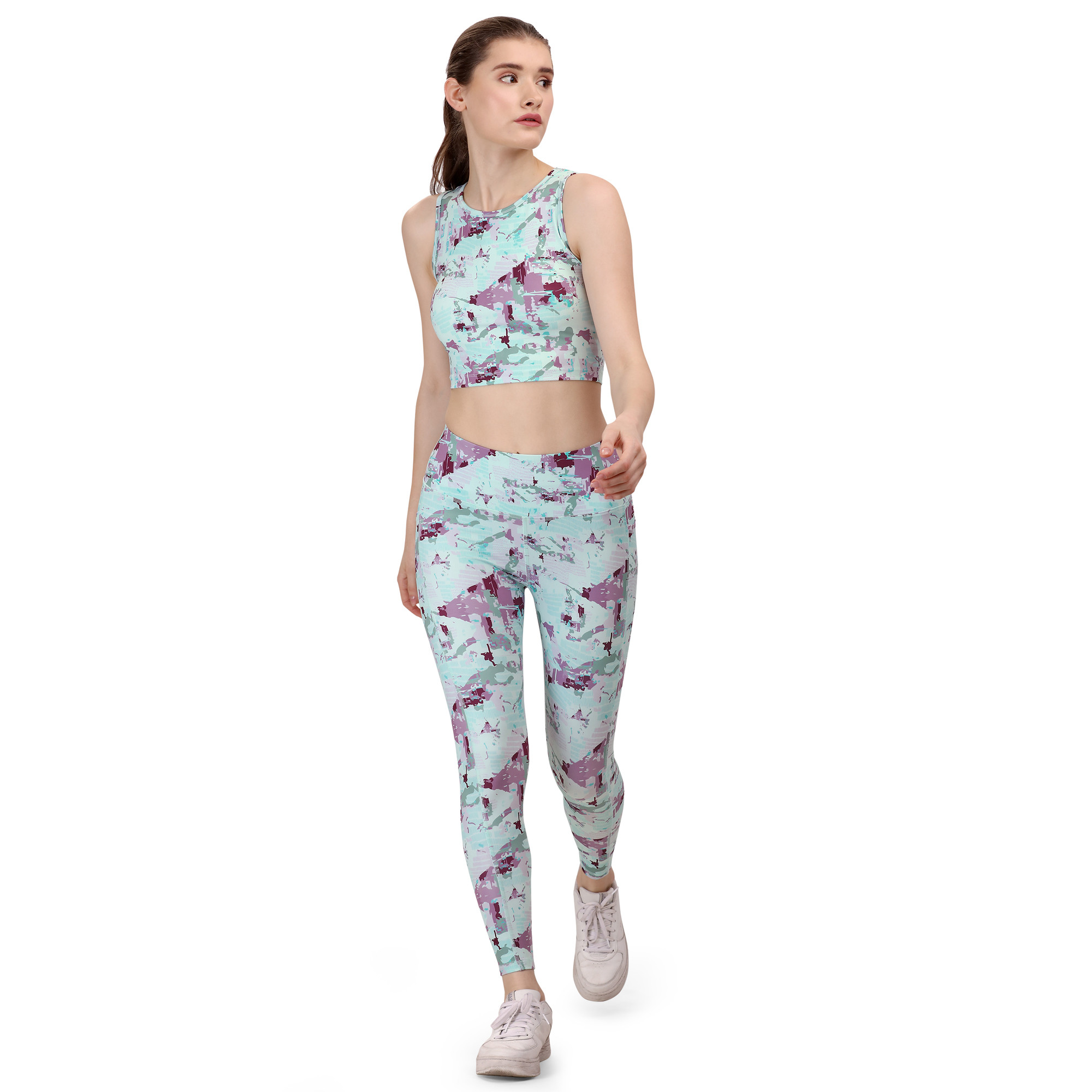 Slay Sport WomenS Activewear Crop Top And Pants CoOrd Set Pink  The  Downtown Club