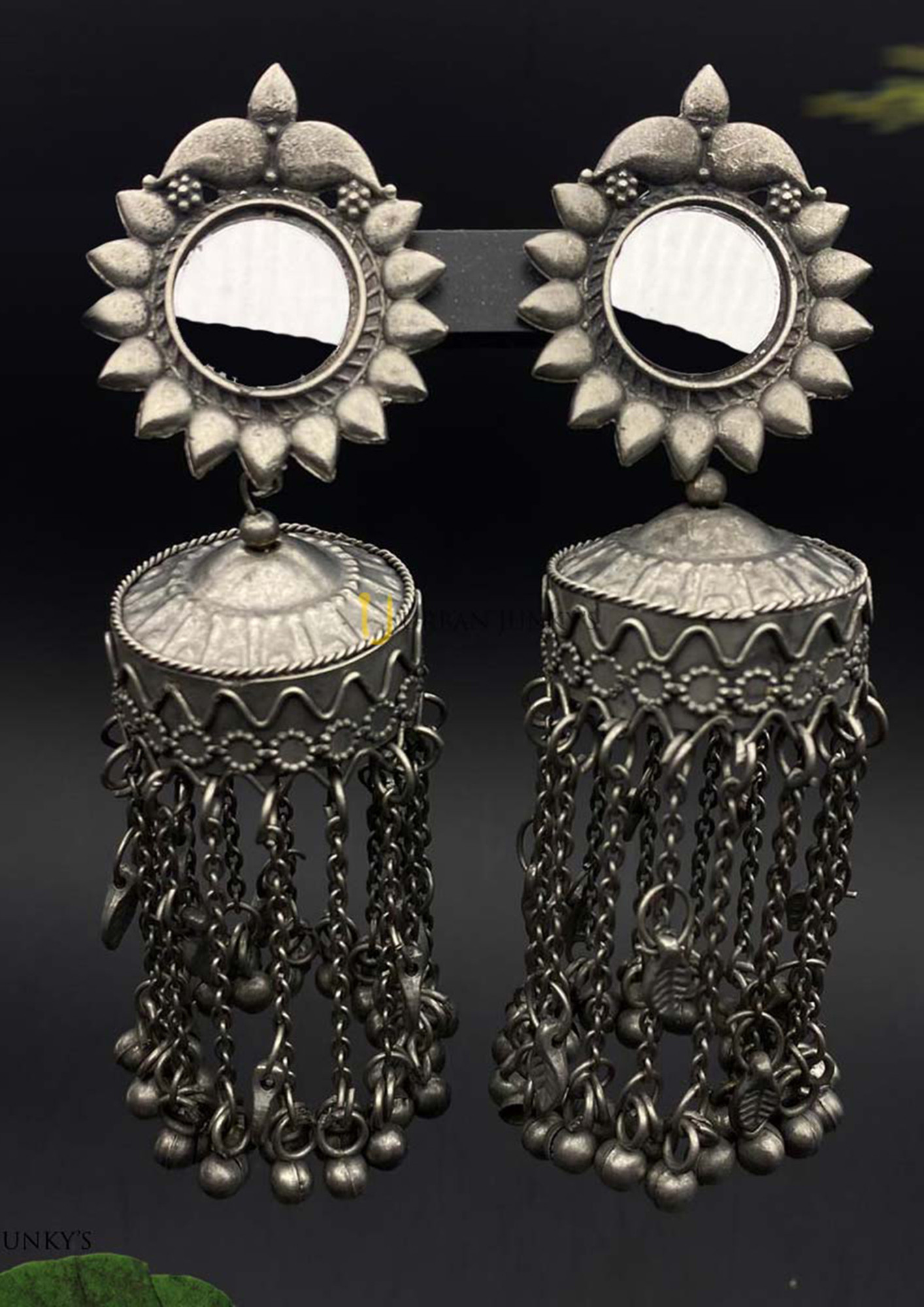 Shop by Fida Floral Afghani Silver Plated Kundan Studded Pearl Jhummer  Dangler Earrings for Women