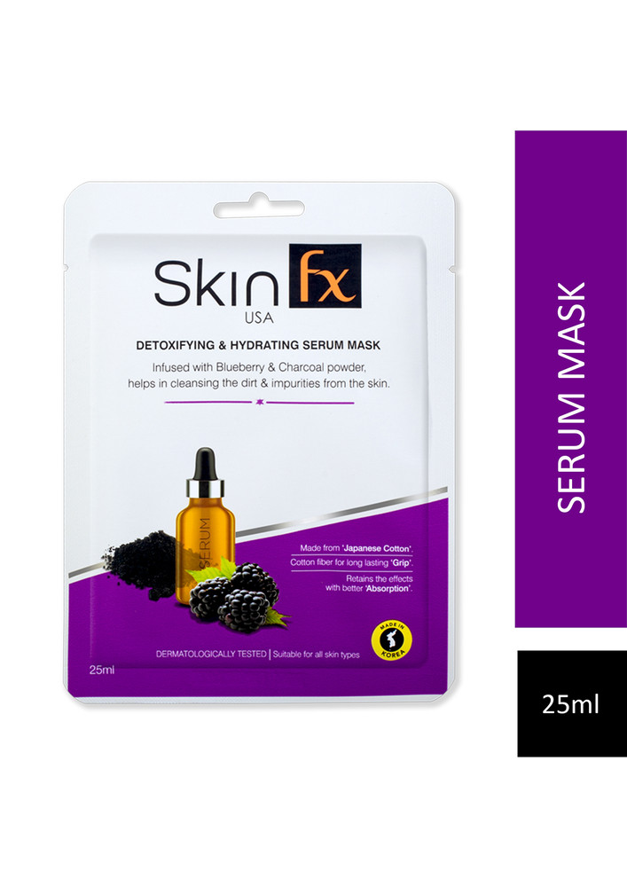 Skin Fx Detoxifying & Hydrating Serum Mask, Blueberry & Charcoal, Cleansing The Dirt & Impurity-SFX_DETOXIFYING