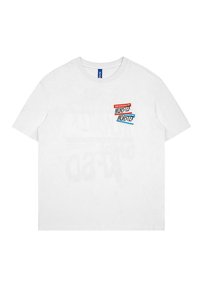 White Slogan Pattern Boxy Fit T-shirt