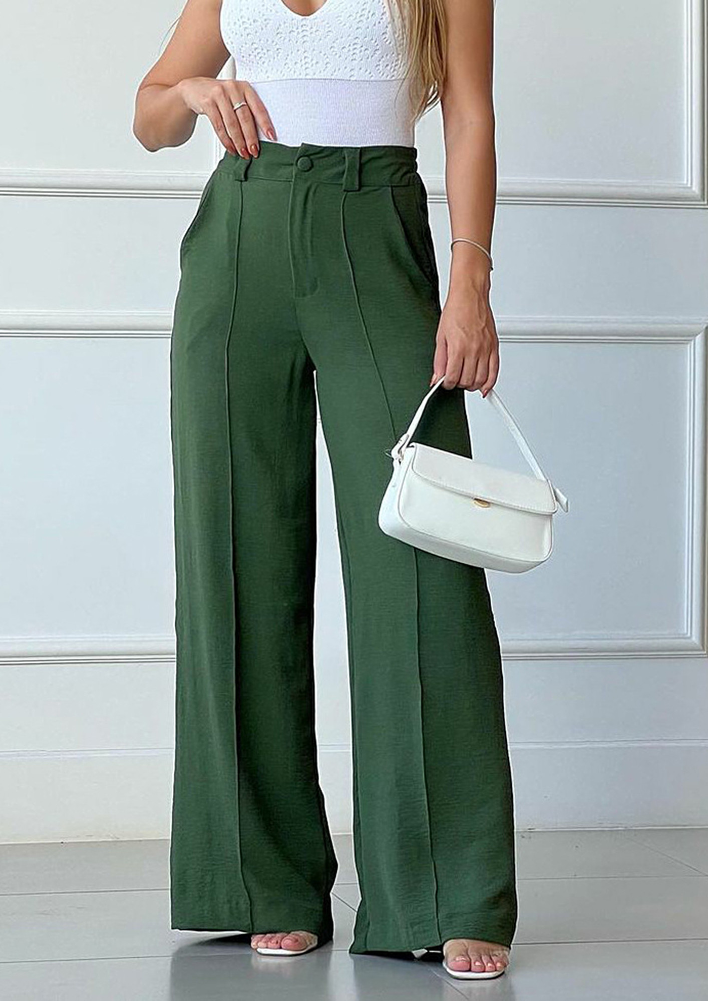 Buy L'IDEE High-waist Pleated Palazzo Trousers - Green At 49% Off |  Editorialist