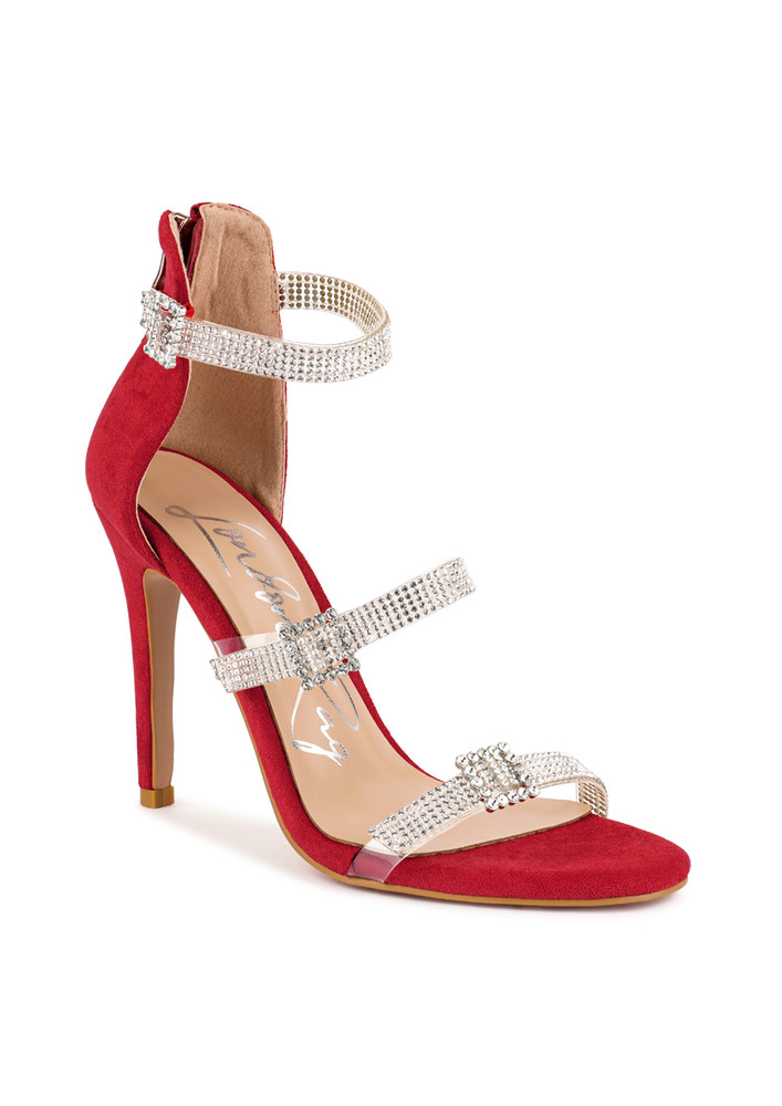 Red Ines Bling Strap High Heel Sandals