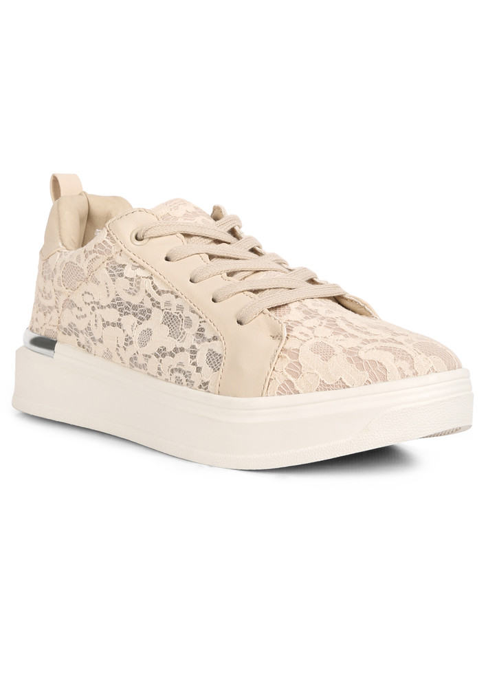 Casual Lace Sneakers in Nude
