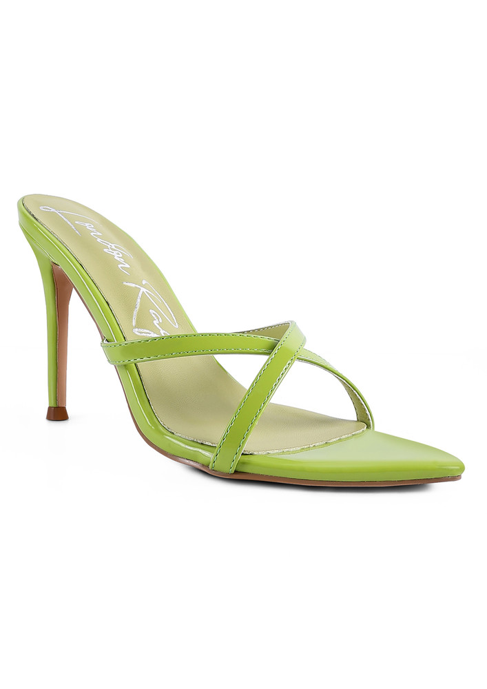 Green High Heeled Pointed Toe Sandal