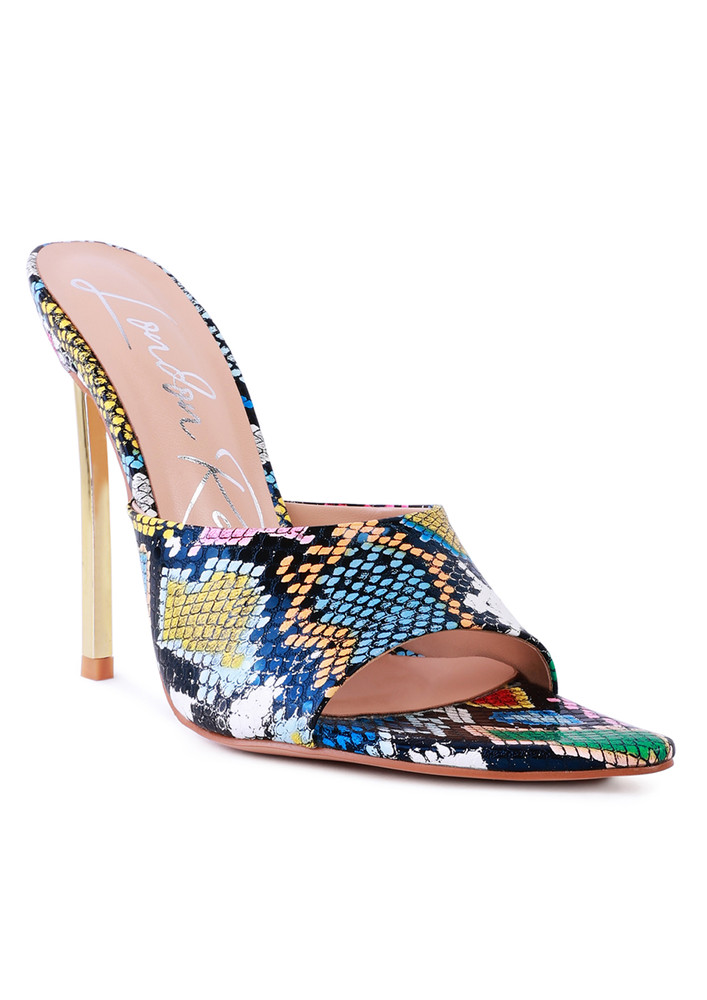 Bottoms Up Pointed High Heel Sandal in Multicolor