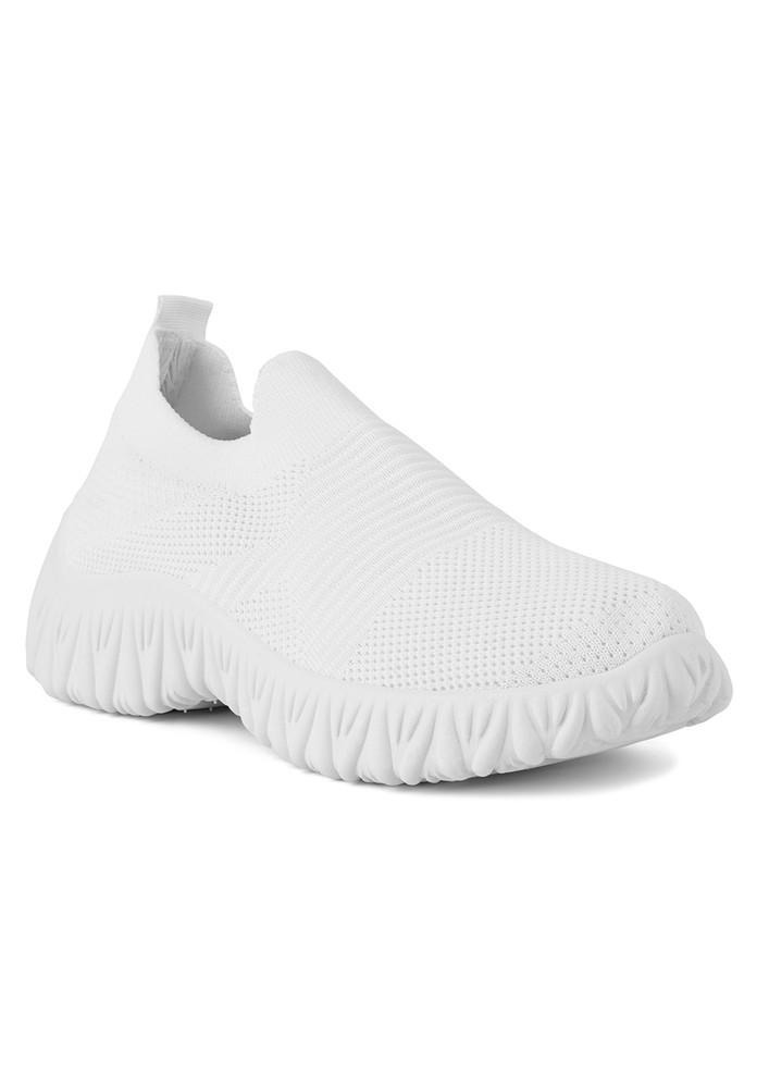 White Fair Play Knitted Chunky Running Sneakers