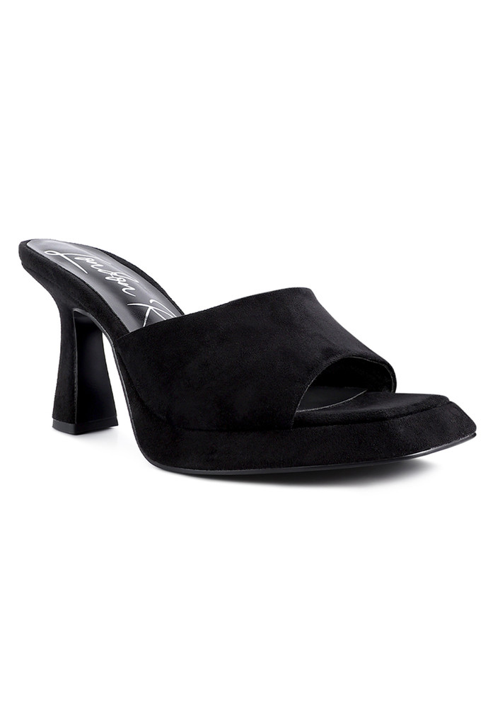 Black Mid Heel Classic Sandals