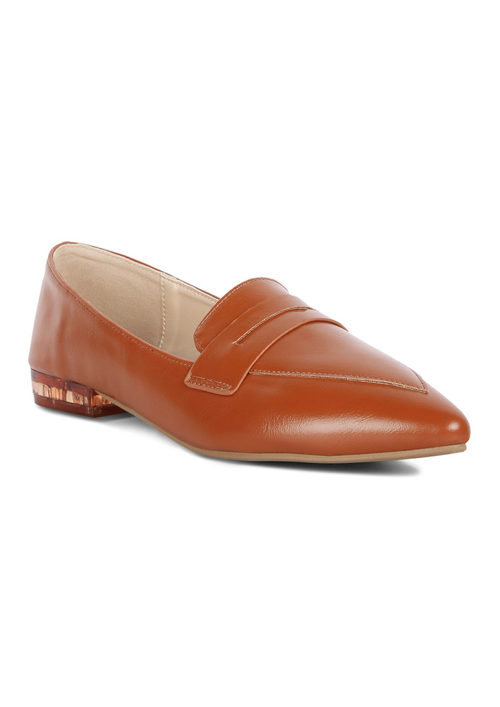 Tan Flat Formal Loafers