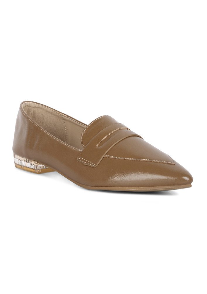 Taupe Flat Formal Loafers