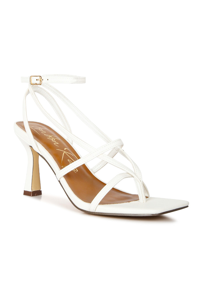 White Strappy Ankle Strap Sandals