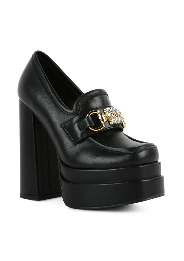 Black High Jewel Loafers