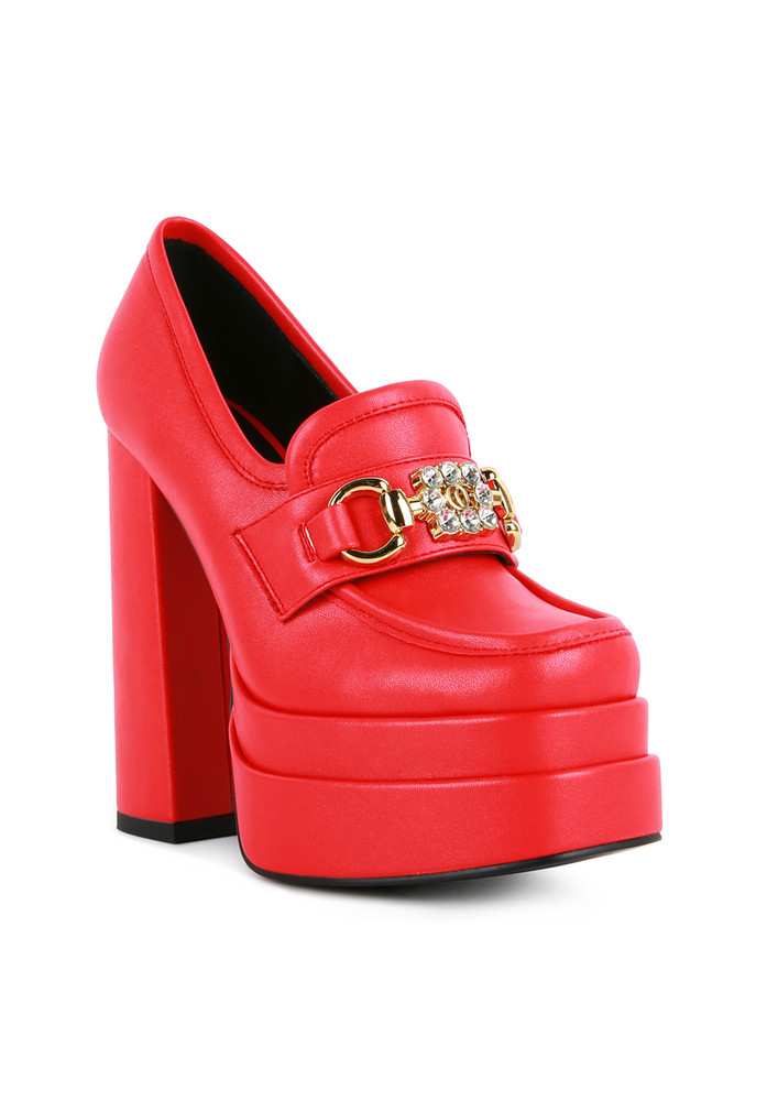Red High Jewel Loafers