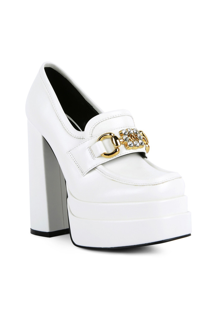 White High Jewel Loafers