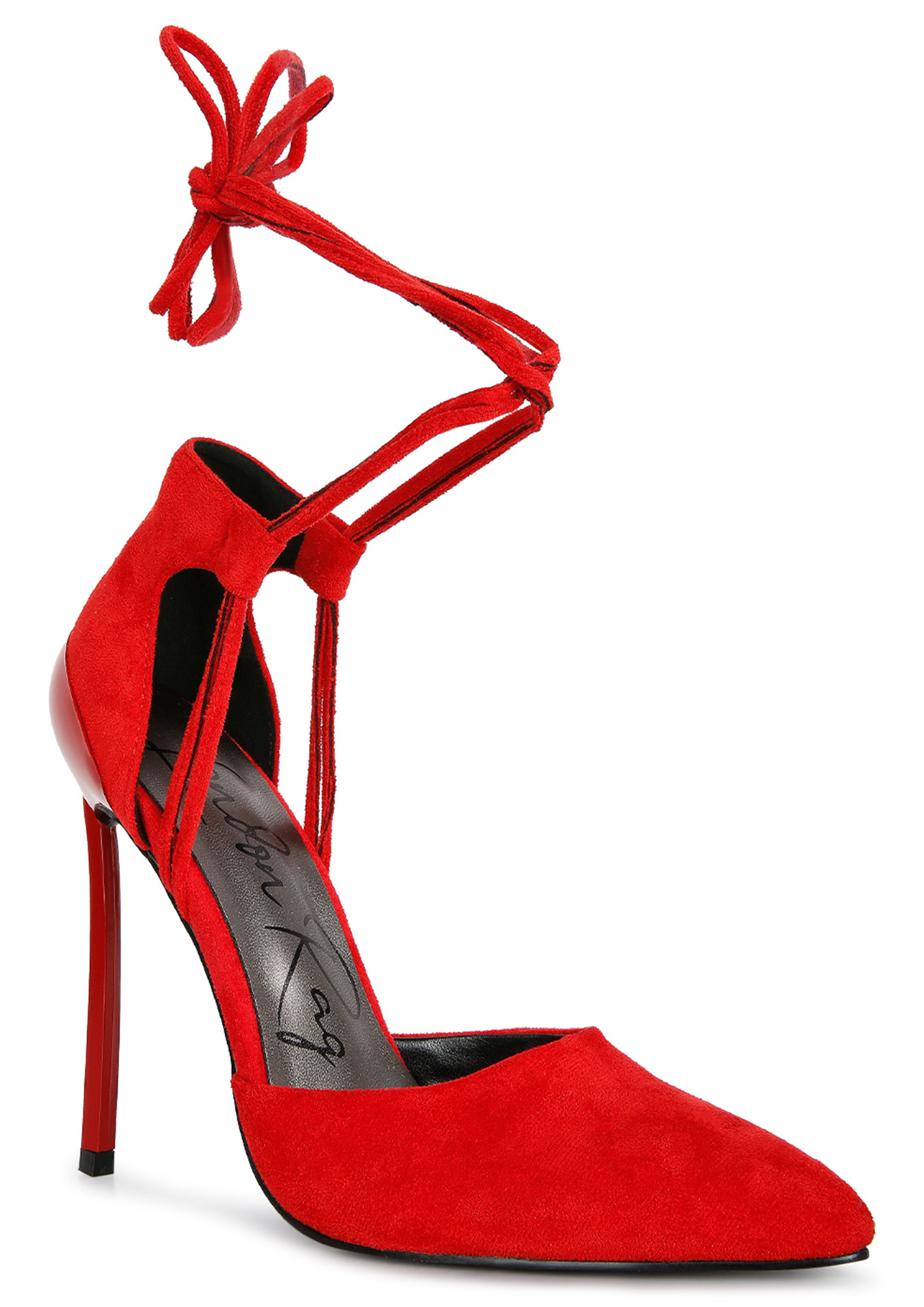 Red Lace Up Heel Sandals