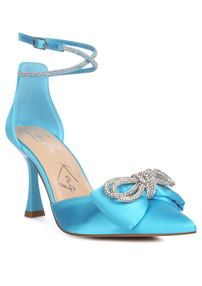 Blue Embellished Stiletto Heel Sandals