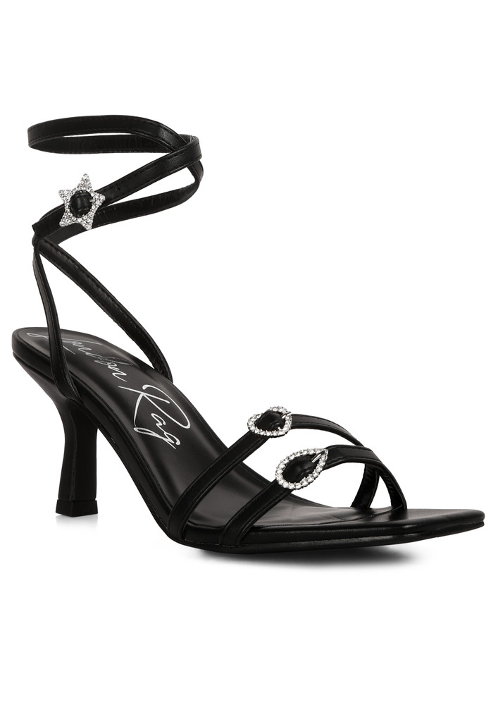 Black Buckle High heel Sandals