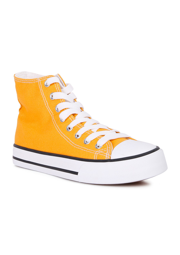 Yellow High Top Basketball Canvas Sneakers