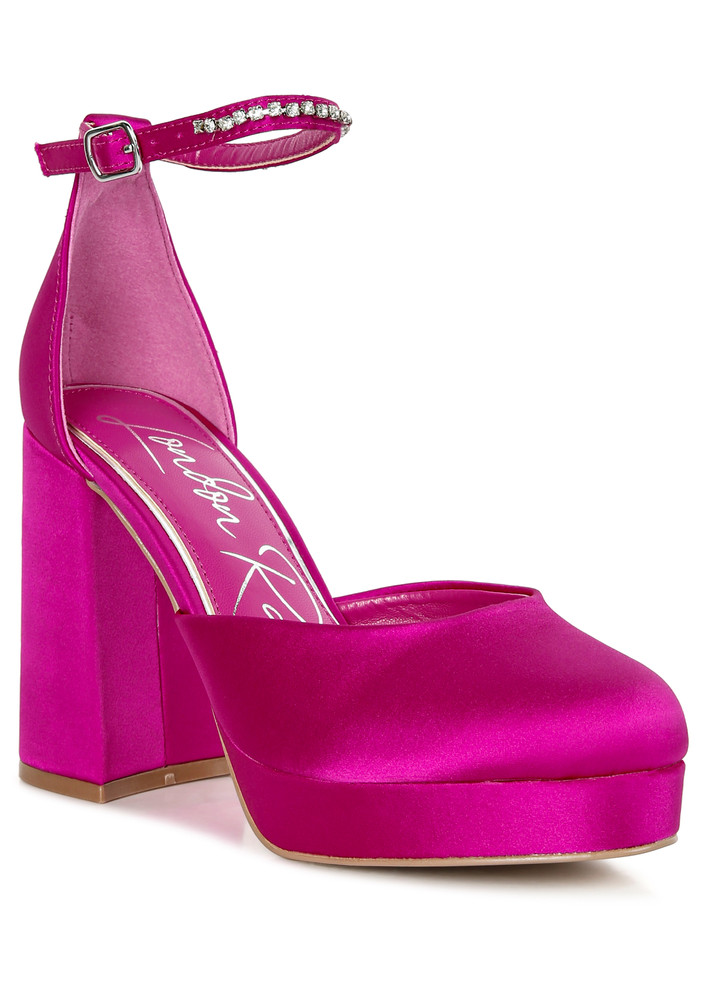 Pink Hettie Mid Heel Sandals