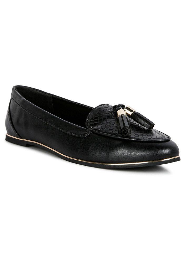 Black Cabbose Casual Bow Loafers