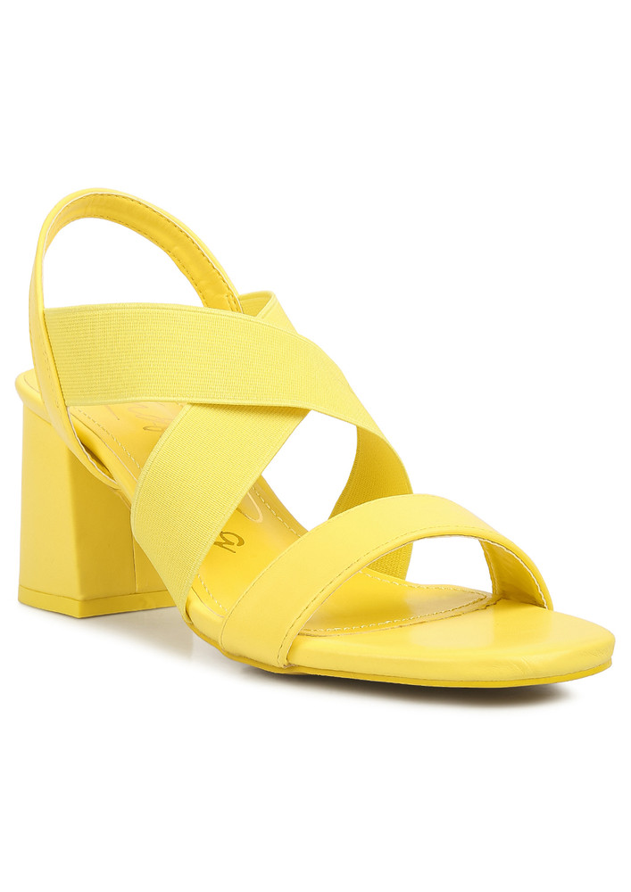 Yellow Comfortable Straps Block Heel Sandals
