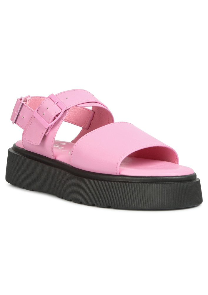 Pin Buckle Platform Sandals In Pink