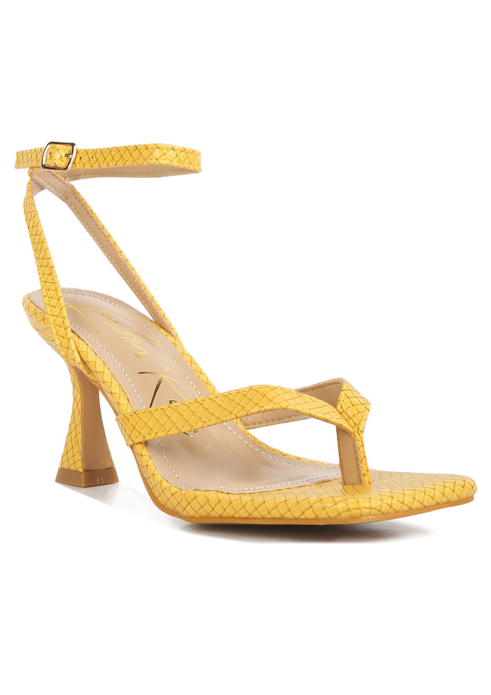 Ankle Strap Thong Sandals In Yellow