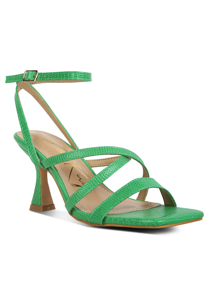 Green Spool Heel Sandals