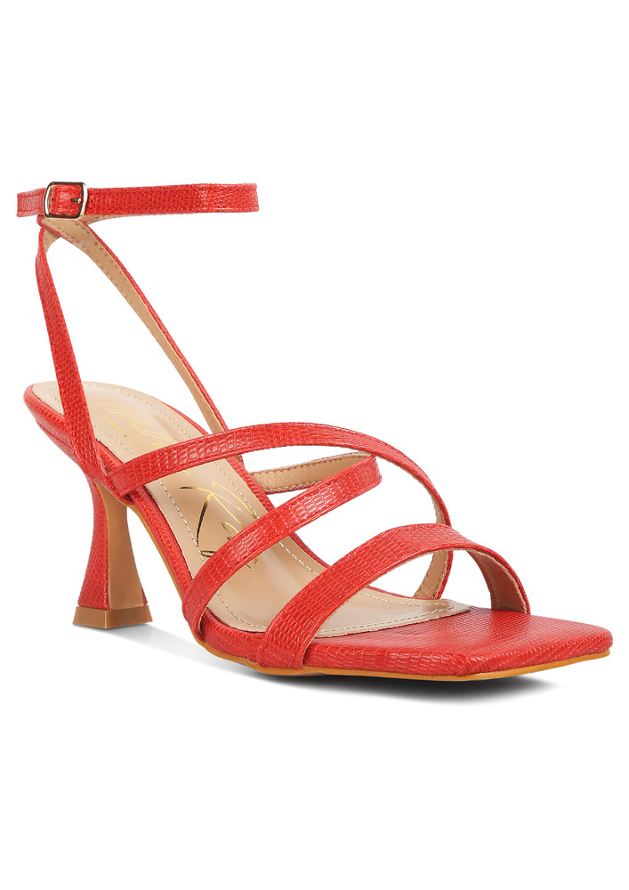 Red Spool Heel Sandals