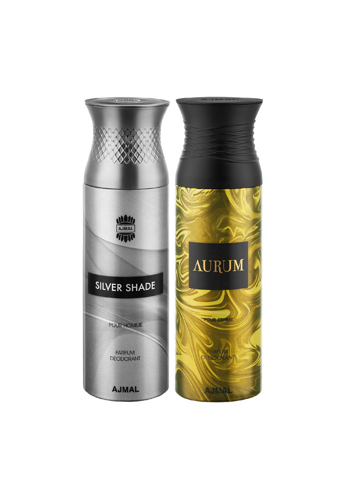 Ajmal SilverShade & Aurum Deodorants Gift For Men & Women (200 ml, Pack of 2) + 1 Perfume Tester