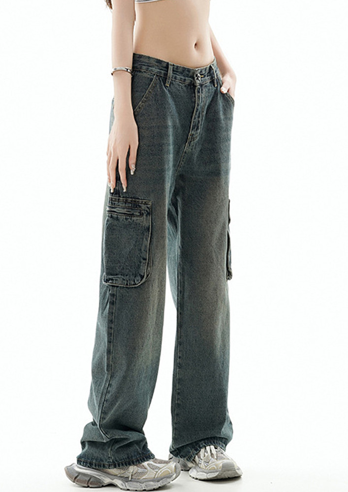 Grey Low-waisted Straight Jeans