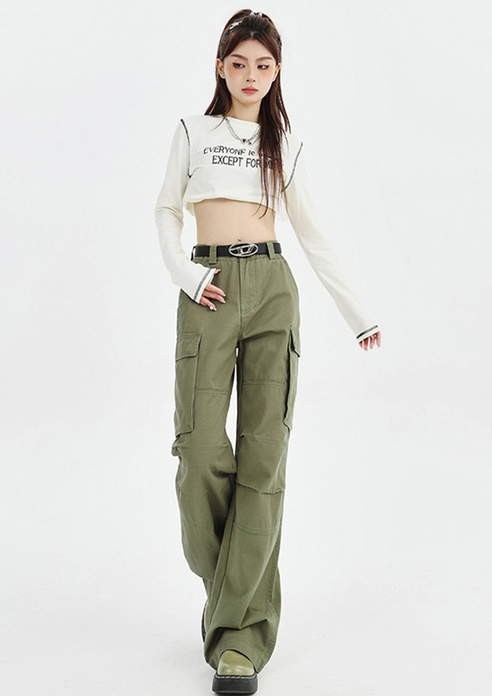 STAIGHT MULTI POCKET GREEN CARGO PANTS