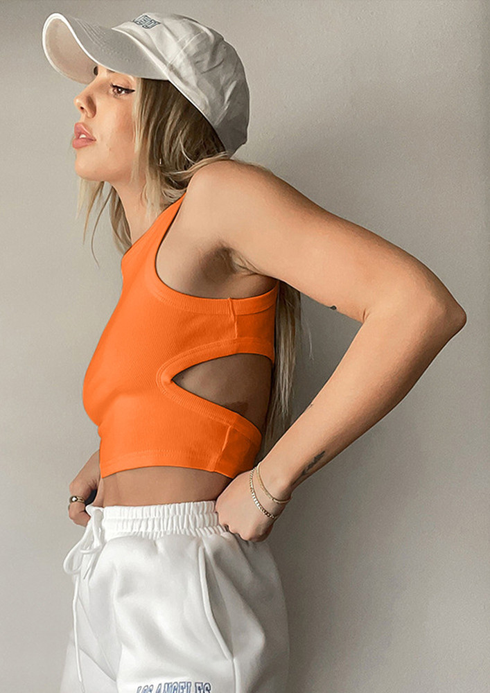 Cut-out Back Slim Fit Orange Vest