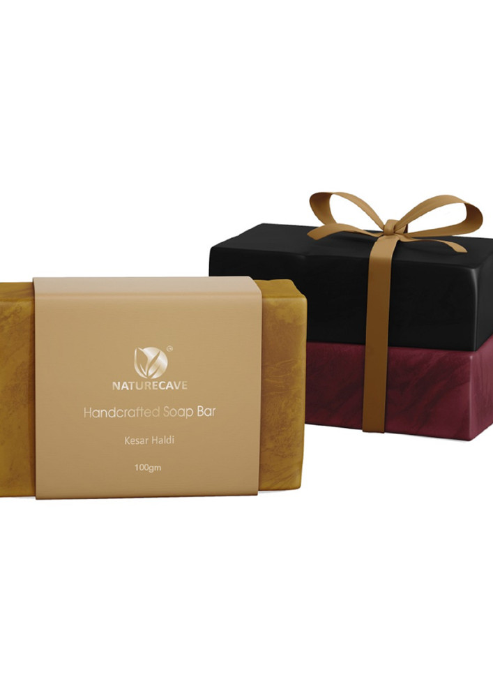 Handmade Soaps Combo Pack of 3, Kesar Haldi Soap, Rose Soap, Charcoal Soap - 100 gm each